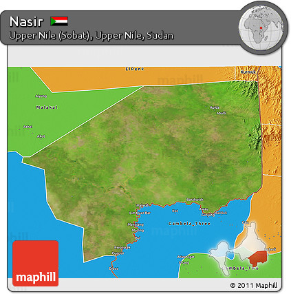 Satellite 3D Map of Nasir, political outside