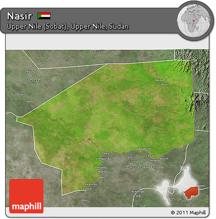 Satellite 3D Map of Nasir, semi-desaturated
