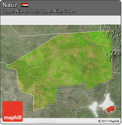 Satellite 3D Map of Nasir, semi-desaturated