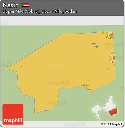 Savanna Style 3D Map of Nasir, single color outside