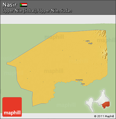 Savanna Style 3D Map of Nasir, single color outside