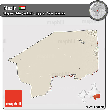 Shaded Relief 3D Map of Nasir, cropped outside