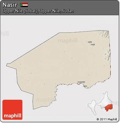 Shaded Relief 3D Map of Nasir, cropped outside