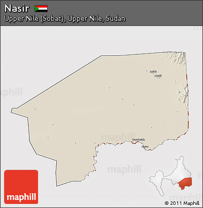Shaded Relief 3D Map of Nasir, cropped outside