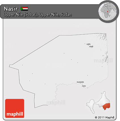 Silver Style 3D Map of Nasir, single color outside