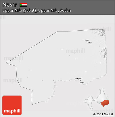 Silver Style 3D Map of Nasir, single color outside