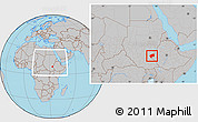 Gray Location Map of Nasir, within the entire country