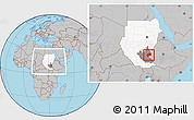 Gray Location Map of Nasir, highlighted country, highlighted grandparent region, within the entire country