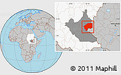 Gray Location Map of Nasir, highlighted country, highlighted grandparent region
