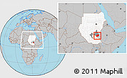 Gray Location Map of Nasir, highlighted country, highlighted parent region, within the entire country