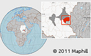 Gray Location Map of Nasir, highlighted country, highlighted parent region, hill shading