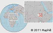 Gray Location Map of Nasir, highlighted grandparent region, within the entire country, hill shading
