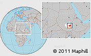 Gray Location Map of Nasir, highlighted grandparent region, within the entire country