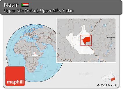 Gray Location Map of Nasir, highlighted grandparent region