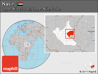 Gray Location Map of Nasir, highlighted grandparent region