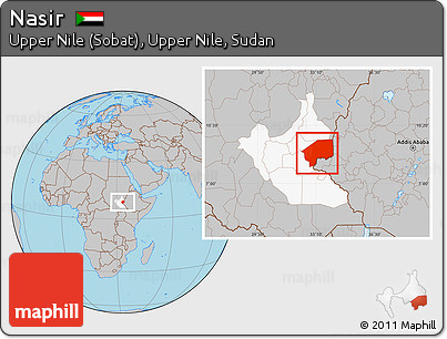 Gray Location Map of Nasir, highlighted grandparent region