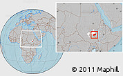 Gray Location Map of Nasir, highlighted parent region, within the entire country, hill shading