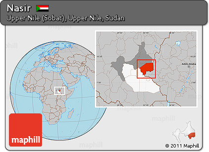 Gray Location Map of Nasir, highlighted parent region, highlighted grandparent region