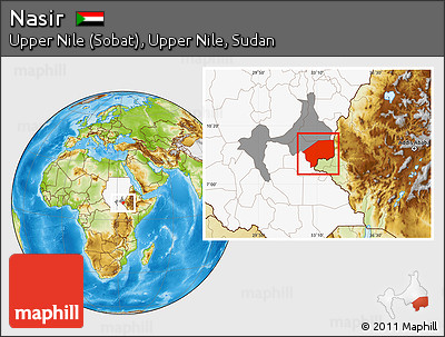 Physical Location Map of Nasir, highlighted country, highlighted parent region