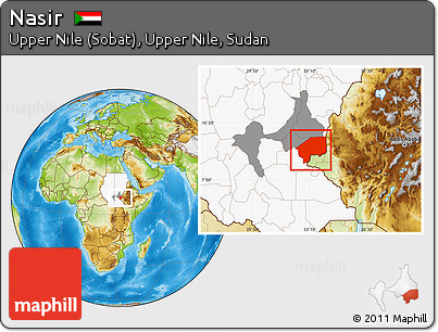 Physical Location Map of Nasir, highlighted country, highlighted parent region