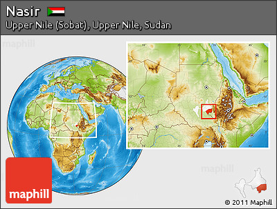 Physical Location Map of Nasir, highlighted parent region, within the entire country