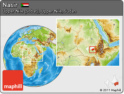 Physical Location Map of Nasir, highlighted parent region, within the entire country