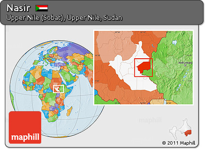 Political Location Map of Nasir, highlighted grandparent region