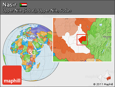 Political Location Map of Nasir, highlighted grandparent region