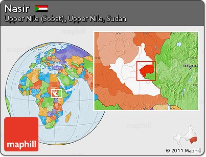 Political Location Map of Nasir, highlighted grandparent region