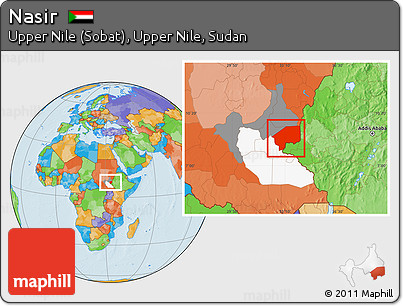 Political Location Map of Nasir, highlighted parent region, highlighted grandparent region