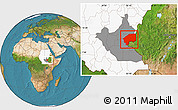 Satellite Location Map of Nasir, highlighted country, highlighted grandparent region