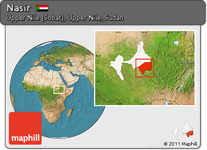 Satellite Location Map of Nasir, highlighted parent region