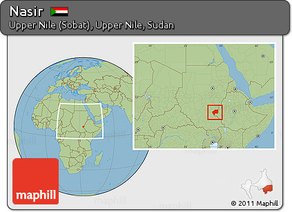 Savanna Style Location Map of Nasir, within the entire country
