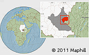 Savanna Style Location Map of Nasir, highlighted country, highlighted grandparent region, hill shading