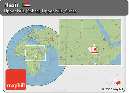 Savanna Style Location Map of Nasir, highlighted grandparent region, within the entire country