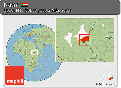 Savanna Style Location Map of Nasir, highlighted parent region