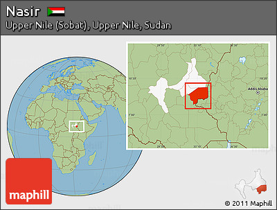 Savanna Style Location Map of Nasir, highlighted parent region