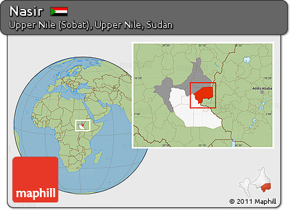 Savanna Style Location Map of Nasir, highlighted parent region, highlighted grandparent region