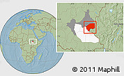 Savanna Style Location Map of Nasir, highlighted parent region, highlighted grandparent region, hill shading