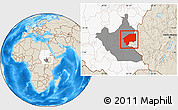 Shaded Relief Location Map of Nasir, highlighted country, highlighted grandparent region
