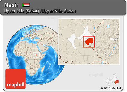 Shaded Relief Location Map of Nasir, highlighted parent region