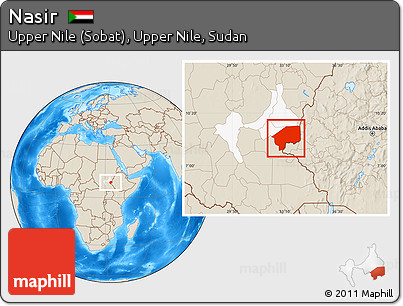 Shaded Relief Location Map of Nasir, highlighted parent region