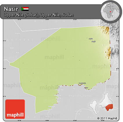 Physical Map of Nasir, lighten, desaturated