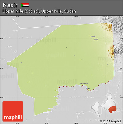 Physical Map of Nasir, lighten, desaturated