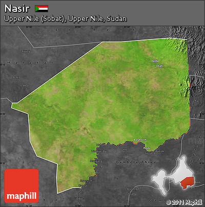 Satellite Map of Nasir, darken, desaturated