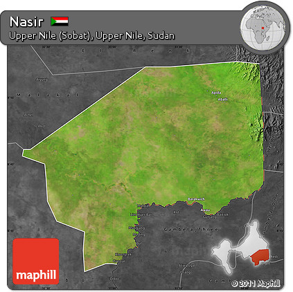 Satellite Map of Nasir, darken, desaturated