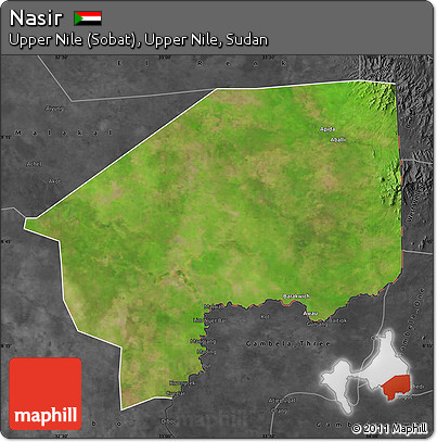 Satellite Map of Nasir, darken, desaturated