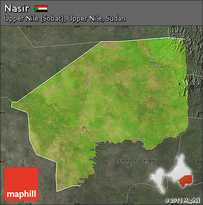 Satellite Map of Nasir, darken, semi-desaturated