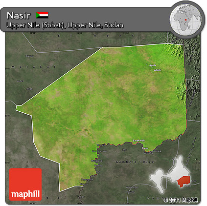 Satellite Map of Nasir, darken, semi-desaturated