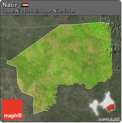 Satellite Map of Nasir, darken, semi-desaturated